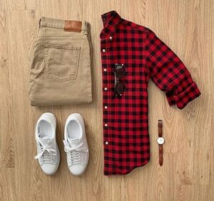 red checked shirt combo